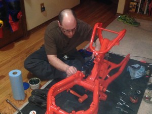 Adam doing some assembly in the house.